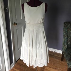 Pleated Embroidered White Dress Worn Once!